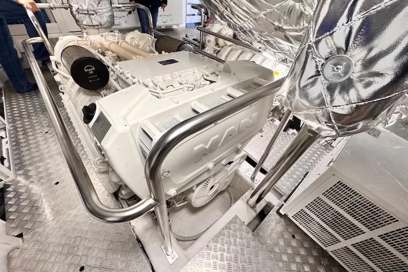 Slide: The Image of Engine room of 2026 Azimut Grande Magellano 25 Metri yacht, showcasing mechanical components. - 78