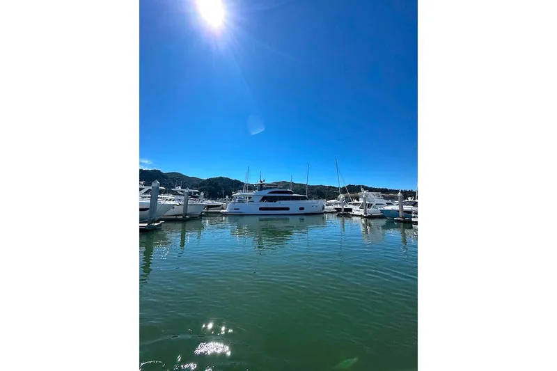 Slide: The Image of Azimut Grande Magellano 25 Metri yacht docked at sunset, 2026 model. - 89