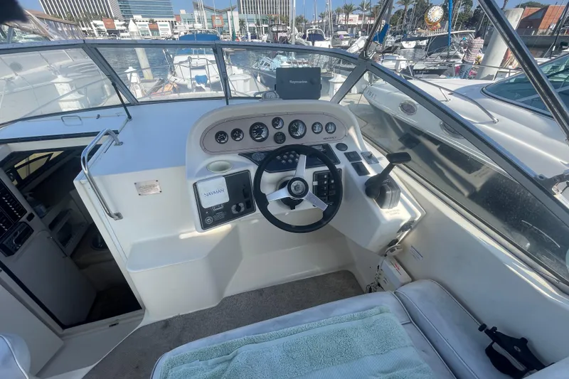 Slide: The Image of Cockpit of 2001 Monterey 270 Cruiser with steering wheel and navigation instruments. - 4