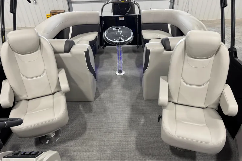 Slide: The Image of Interior of 2025 Sylvan X-5 boat with luxurious seating and modern design. - 9