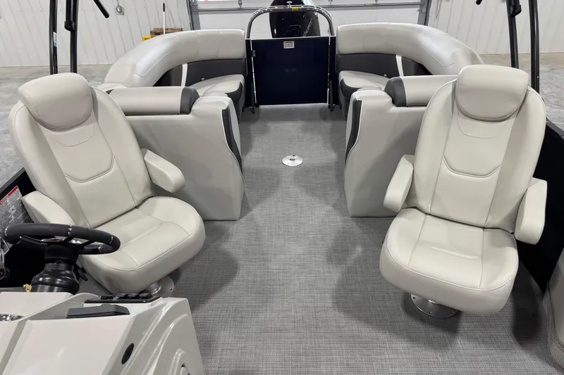 Slide: The Image of Interior of 2025 Sylvan X-5 boat with luxurious seating and modern design. - 10