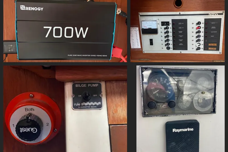 Slide: The Image of Control panel and equipment on a 1987 Nonsuch 30 Ultra sailboat, featuring Renogy inverter. - 29