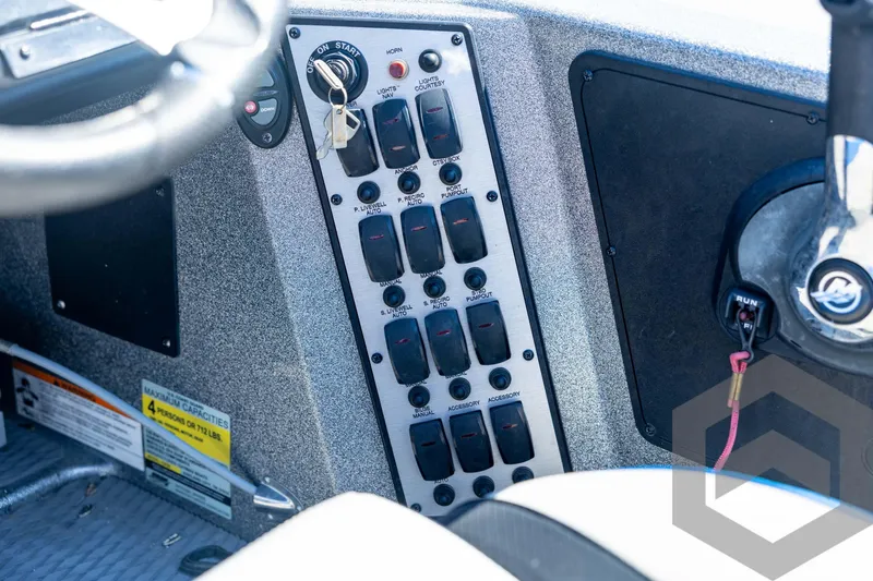 Slide: The Image of Top view of 2023 Caymas CX19 boat deck with Garmin equipment. - 59