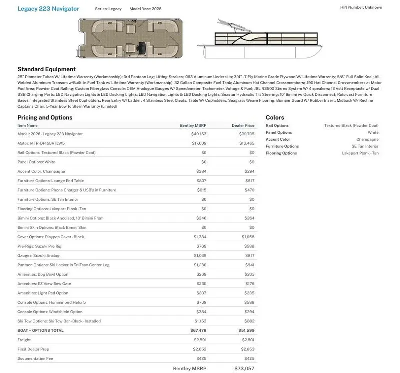 Slide: The Image of Bentley Pontoons 223 LEGACY NAVIGATOR 2026 - 39