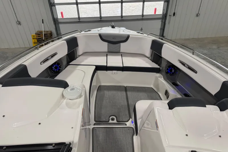 Slide: The Image of 2019 Chaparral 347 SSX boat interior with spacious seating and modern design. - 12
