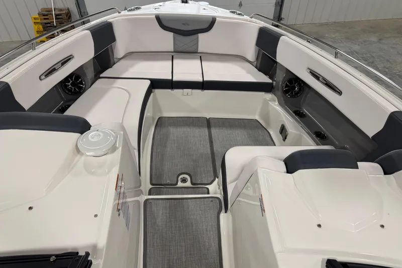 Slide: The Image of 2019 Chaparral 347 SSX boat interior with spacious seating and modern design. - 14