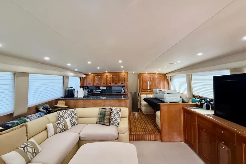 Slide: The Image of Luxurious interior of a 2004 Viking 65 Convertible yacht with elegant furnishings. - 11