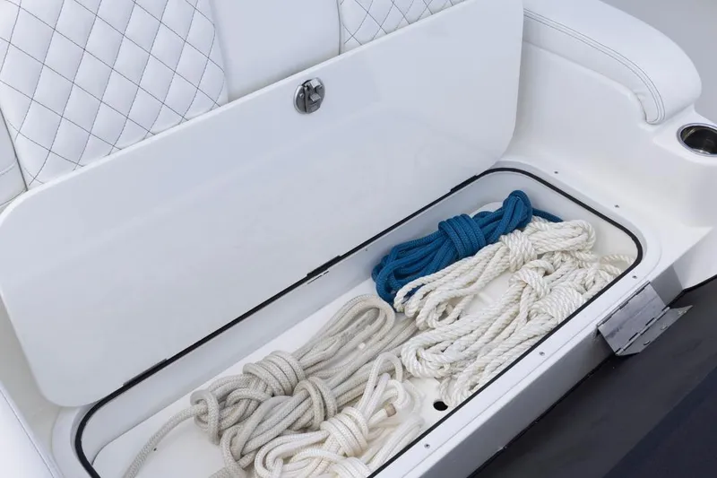 Slide: The Image of Storage compartment with ropes on a 2023 HCB 39 Speciale boat. - 41