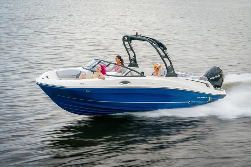 Slide: The Image of 2026 Bayliner VR6 Bowrider OB cruising on water with passengers enjoying the ride. - 3