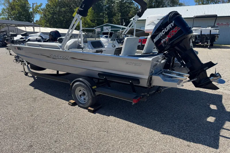 Slide: The Image of 2014 SeaArk Easy 200 boat with Mercury Pro XS engine on trailer. - 0
