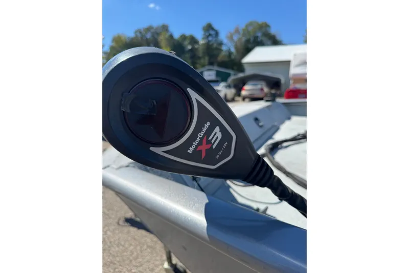 Slide: The Image of Close-up of a MotorGuide X3 trolling motor on a 2014 SeaArk Easy 200 boat. - 6