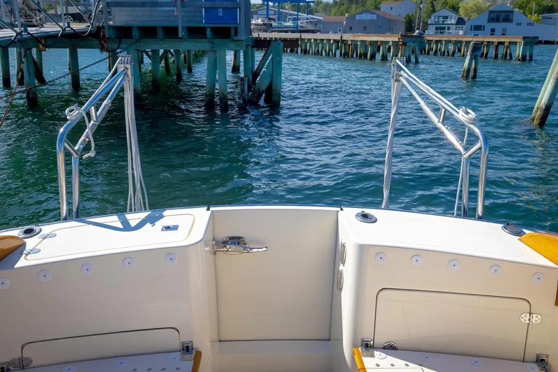 Slide: The Image of 2009 Hinckley Talaria 44 MY yacht stern view at dockside. - 24