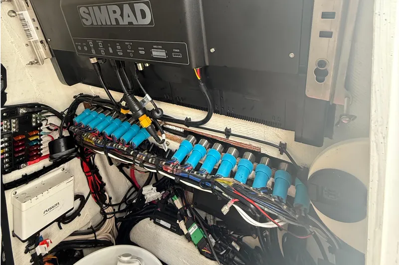 Slide: The Image of Electrical system of 2023 Tides 26 boat with Simrad equipment and wiring. - 35