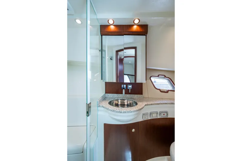 Slide: The Image of Luxurious bathroom interior of 2014 SeaVee 430 yacht with modern fixtures and elegant design. - 56