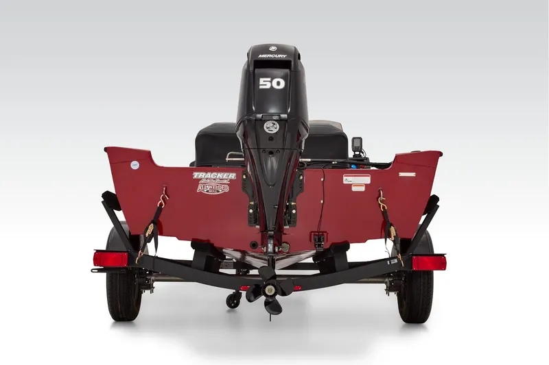 Slide: The Image of Manufacturer Provided Image: 2026 Tracker Super Guide V-16 SC boat, rear view with Mercury engine. - 31