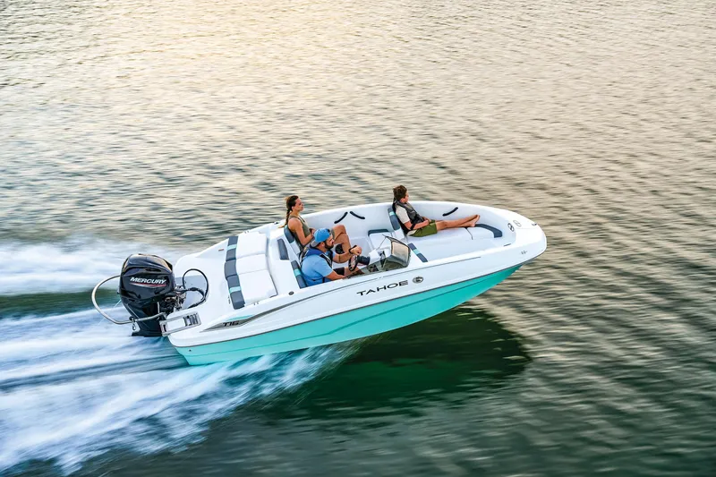 Slide: The Image of Manufacturer Provided Image: 2025 Tahoe T16 boat cruising on water with passengers enjoying the ride. - 41