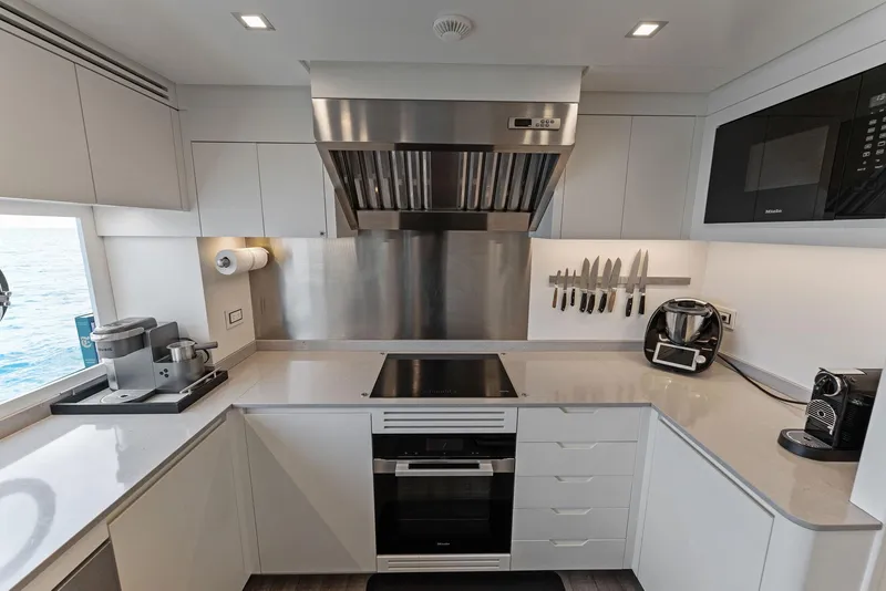 Slide: The Image of Modern kitchen in 2020 Mangusta 109 yacht with stainless steel appliances. - 36