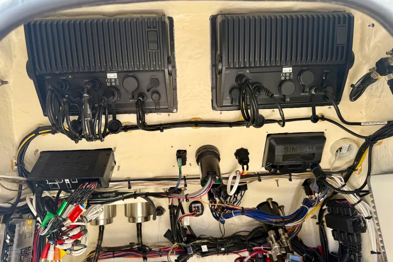 Slide: The Image of 2021 BlackJack 256 Bay boat electronics and wiring setup, featuring advanced marine technology. - 20