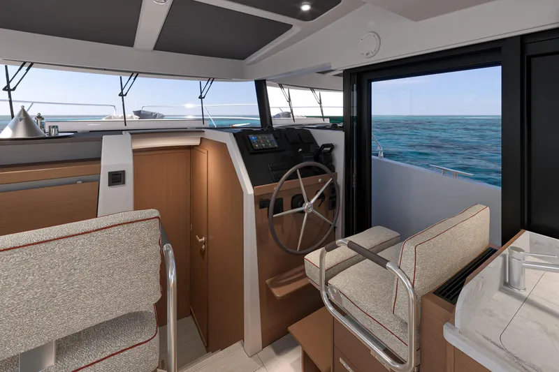Slide: The Image of 2026 Beneteau Swift Trawler 37, featuring a spacious upper deck and modern design. - 5
