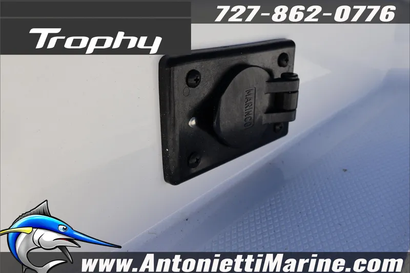 Slide: The Image of Trophy T18 Bay 2026 boat detail with Marincor fitting, Antonietti Marine branding. - 19
