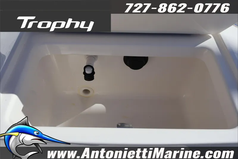 Slide: The Image of 2026 Trophy T18 Bay boat livewell, Antonietti Marine contact details displayed. - 23