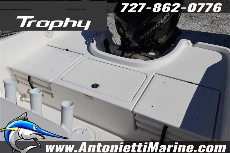 Slide: The Image of Trophy T18 Bay 2026 boat with Mercury engine, Antonietti Marine branding. - 26