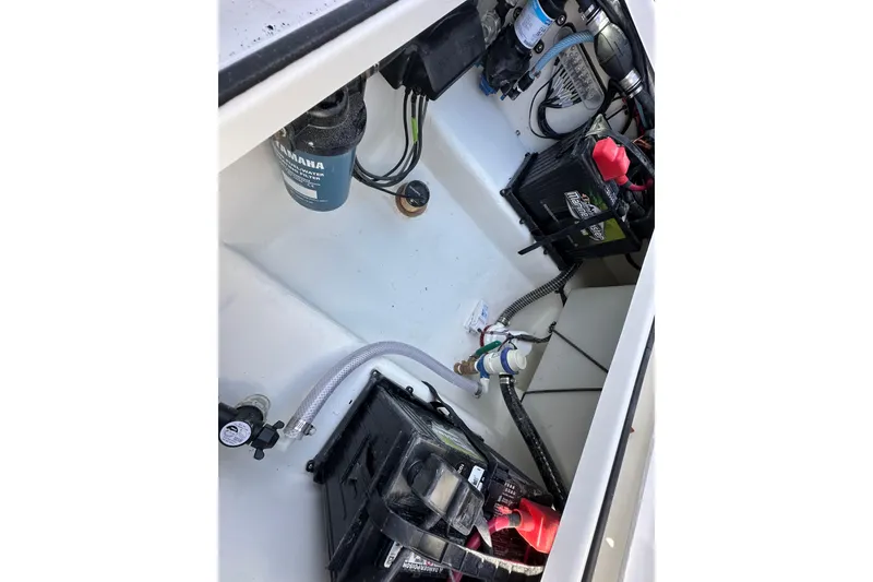 Slide: The Image of Interior view of 2026 Parker 227 Explorer boat's engine compartment. - 15