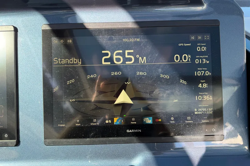 Slide: The Image of Garmin navigation display on 2022 Vanquish VQ45 showing standby mode and GPS data. - 6