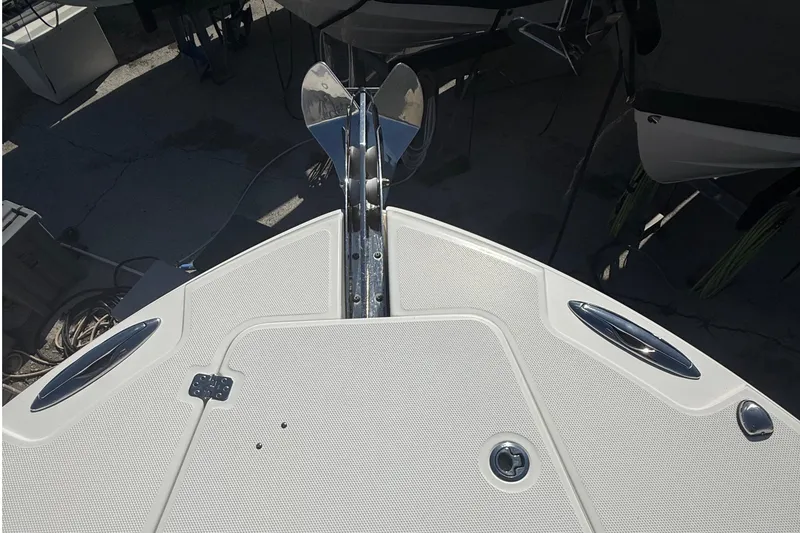 Slide: The Image of Bow of 2016 Edgewater 280CC boat with anchor and deck details. - 30