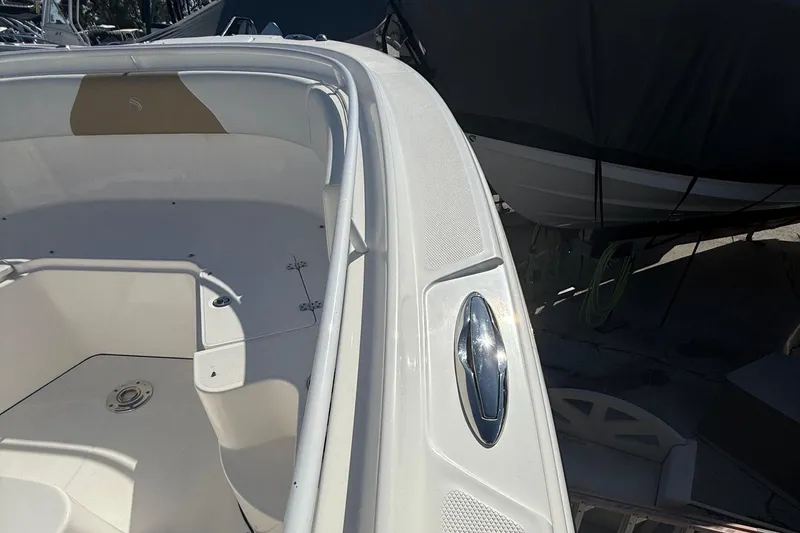 Slide: The Image of 2016 Edgewater 280CC boat deck, showcasing sleek design and spacious interior. - 32