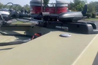 Slide: The Image of 2019 Lowe Roughneck 1860CC boat with Minn Kota trolling motor. - 5