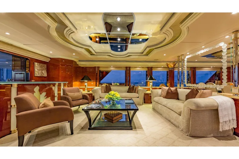 Slide: The Image of Luxurious interior of 2002 Christensen Tri Deck yacht with elegant seating and decor. - 18