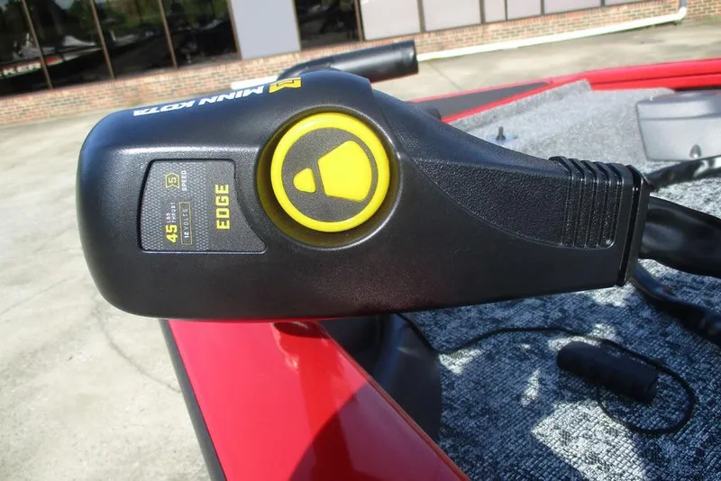 Slide: The Image of Close-up of a Minn Kota Edge trolling motor on a 2026 Tracker Pro Team 175 boat. - 8