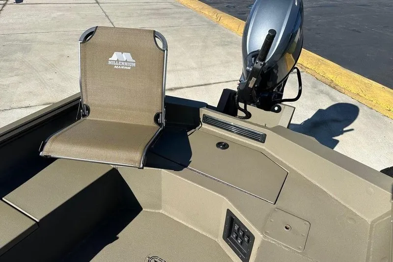 Slide: The Image of Boat interior with Millennium Marine seat and motor, Thor 1754 Timber Hammer 2026 model. - 3
