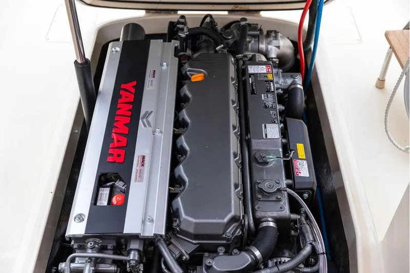 Slide: The Image of Yanmar engine in 2004 Hinckley Picnic Boat EP, showcasing detailed components. - 25