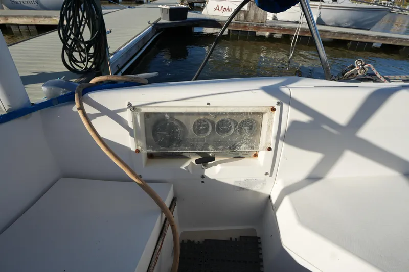 Slide: The Image of Cockpit of 1989 Catalina 30 Tall Rig Mark II with instrument panel. - 7