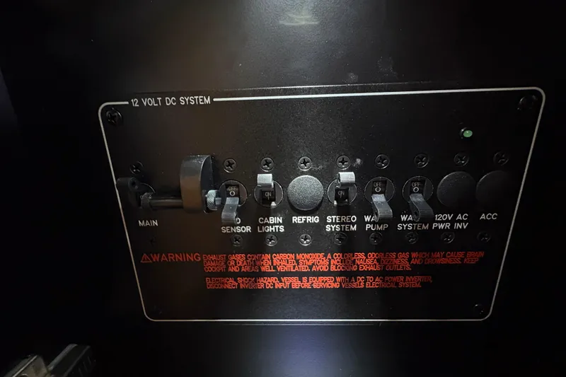 Slide: The Image of 2021 Formula 330 Crossover Bowrider I/O bathroom with modern design and blue LED lighting. - 32