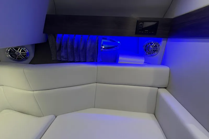 Slide: The Image of Luxurious interior cabin of 2021 Formula 330 Crossover Bowrider I/O with plush seating. - 34