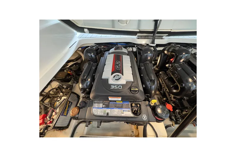 Slide: The Image of Engine compartment of a 2021 Formula 330 Crossover Bowrider I/O with Mercury 6.2L engine. - 40