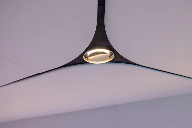 Slide: The Image of Ceiling light fixture on 2025 Fairline Squadron 58 yacht interior. - 58
