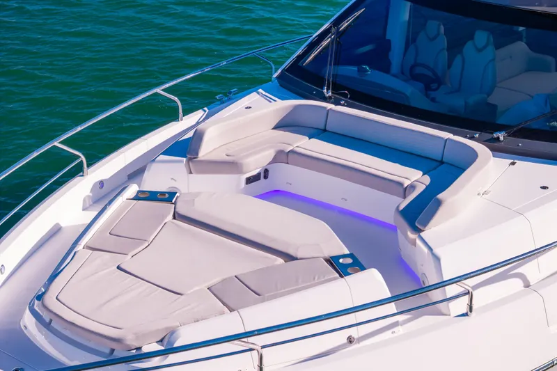 Slide: The Image of Luxurious 2025 Fairline Squadron 58 yacht with elegant seating and modern design. - 86
