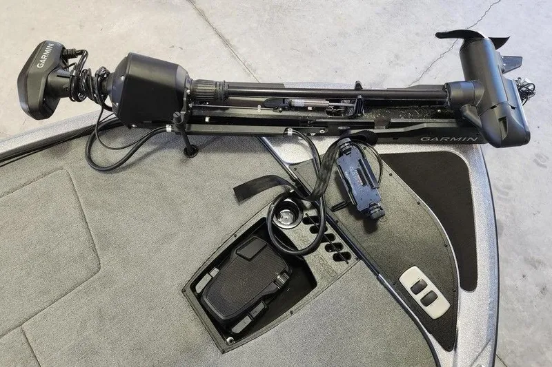 Slide: The Image of Trolling motor setup on a 2026 Nitro Z18 Pro boat with Garmin equipment. - 7