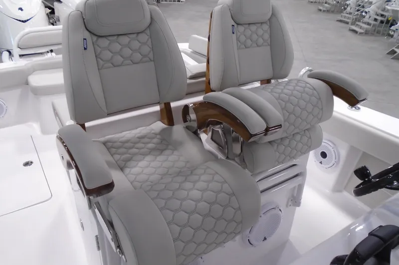 Slide: The Image of Luxurious seating on a 2026 Jupiter 32 boat with elegant design and comfort. - 7