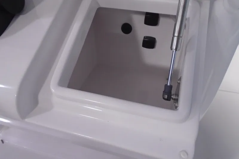 Slide: The Image of Open storage compartment with hydraulic support in Jupiter 32, 2026 model. - 9