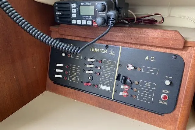 Slide: The Image of Control panel of a 1990 Hunter 27 sailboat with radio equipment. - 7