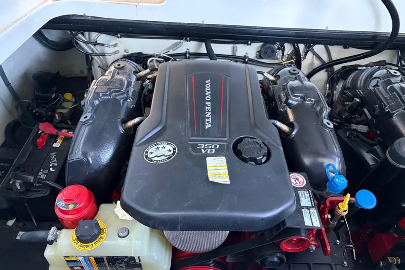 Slide: The Image of Engine compartment of a 2018 Cobalt R35 with Volvo Penta 350 V8 engine. - 21