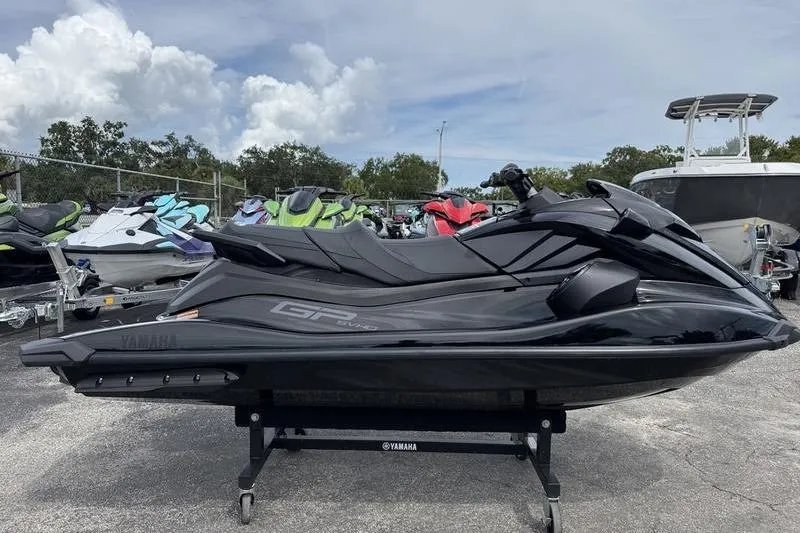 Slide: The Image of 2026 Yamaha WaveRunner GP SVHO in black, displayed outdoors on a stand. - 7