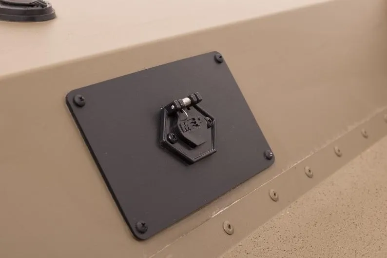 Slide: The Image of Close-up of a G3 15FL 2026 boat's black panel on a beige surface. - 11