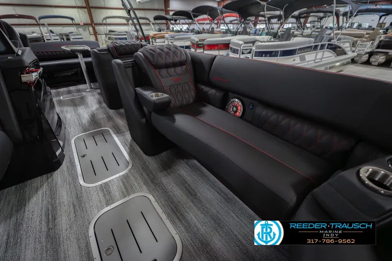 Slide: The Image of Luxurious interior of 2026 Bennington 25 RSB pontoon boat with plush seating and modern design. - 24