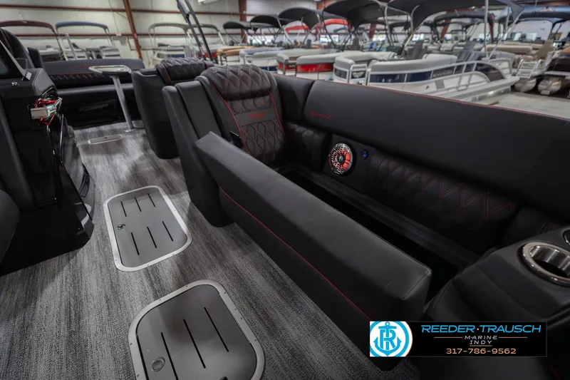 Slide: The Image of 2026 Bennington 25 RSB boat interior with luxurious seating and modern design. - 26